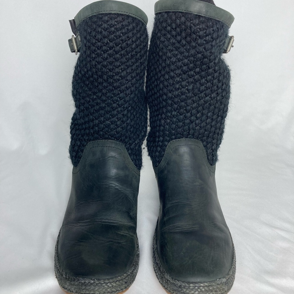 UGG Black Knit and Leather Women's Boots